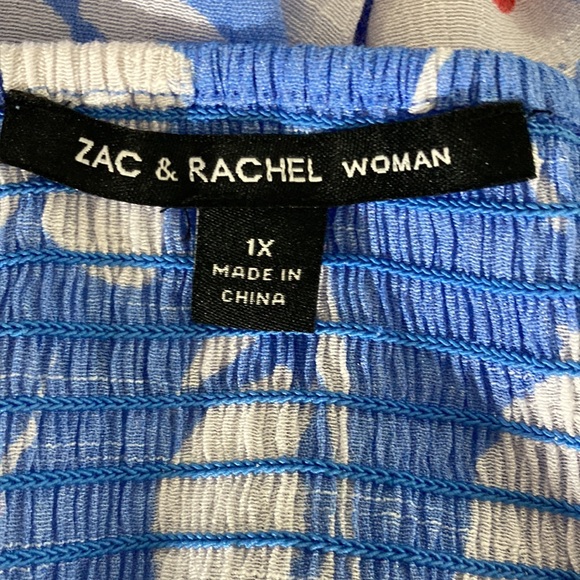 Zac & Rachel Long Flare Cuff Sleeve Elastic Neck Line Comfort Fit Top Size 1Xp - Picture 8 of 9